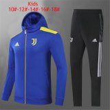 2021-2022 Juventus Hoodie Blue Football Training Set (Jacket + Pants) Children's