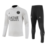 2023-2024 PSG White Zipper Football Training Set (Sweatshirt + Pants) Children's