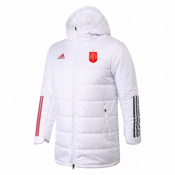 2022 Spain White Cotton Winter Football Jacket Men's