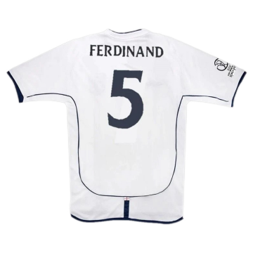 2002 England Home Football Shirt Men's #Retro Ferdinand #5