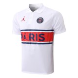 2021-2022 PSG x Jordan White - Red Football Polo Shirt Men's
