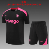 2024-2025 Chelsea Black Football Training Set (Shirt + Short) Children's