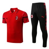 2022-2023 AC Milan Red Football Training Set (Polo + Pants) Men's