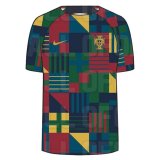2022 Portugal Color Fun Short Football Training Shirt Men's