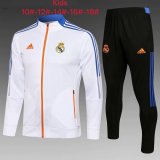 2021-2022 Real Madrid White Football Training Set (Jacket + Pants) Children's