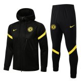 2021-2022 Chelsea Hoodie Black Football Training Set (Jacket + Pants) Men's