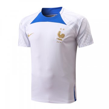 2022 France White Short Football Training Shirt Men's