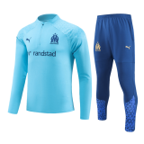 2023-2024 Marseille Light Blue Zipper Football Training Set (Sweatshirt + Pants) Children's