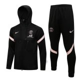 2021-2022 PSG Hoodie Black Football Training Set (Jacket + Pants) Men's