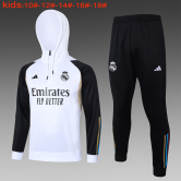 2023-2024 Real Madrid White Football Training Set (Sweatshirt + Pants) Children's #Hoodie