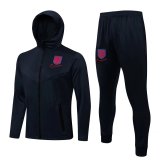 2021-2022 England Hoodie Navy Football Training Set (Jacket + Pants) Men's