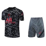 2021-2022 PSG Black - Grey Football Training Set (Shirt + Short) Men's