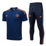 2022-2023 Manchester United Dark Blue Football Training Set (Polo + Pants) Men's