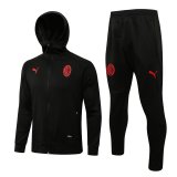 2021-2022 AC Milan Hoodie Black Football Training Set (Jacket + Pants) Men's