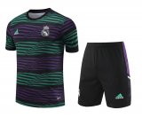 2023-2024 Real Madrid Green - Purple Football Training Set (Shirt + Short) Men's