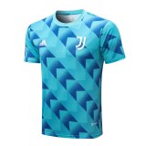 2022-2023 Juventus Sky Blue Short Football Training Shirt Men's