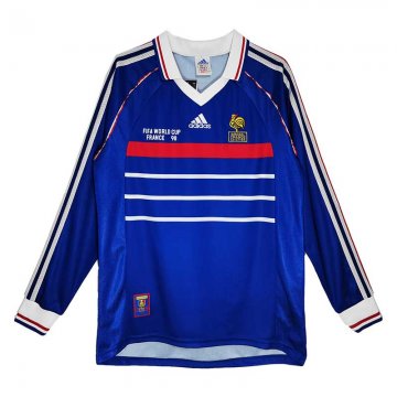 1998 France Home Long Sleeve Football Shirt Men's #Retro
