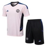2022-2023 Manchester United Pink Football Training Set (Shirt + Short) Men's