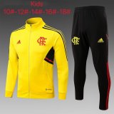 2022-2023 Flamengo Yellow Football Training Set (Jacket + Pants) Children's