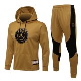 2021-2022 PSG x JORDAN Hoodie Gold Football Training Set (Sweatshirt + Pants) Men's