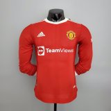 2021-2022 Manchester United Home Long Sleeve Men's Football Shirt #Player Version