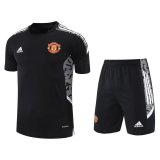 2021-2022 Manchester United Black Football Training Set (Shirt + Pants) Men's
