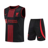 2022-2023 Liverpool Black Stripes Football Training Set (Singlet + Short) Men's