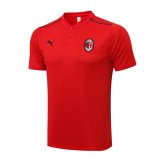 2021-2022 AC Milan All Red Football Polo Shirt Men's