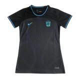 2022 Brazil Black - Shiny Blue Logo Football Shirt Women's #Special Edition