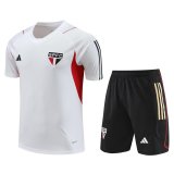 2023-2024 Sao Paulo FC White Football Training Set (Shirt + Short) Men's