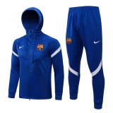 2021-2022 Barcelona Hoodie Blue II Football Training Set (Jacket + Pants) Men's