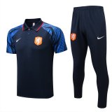 2022-2023 Netherlands Dark Blue Football Training Set (Polo + Pants) Men's