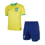 2022 Brazil Home Children's Football Set (Shirt + Short)
