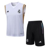 2023-2024 Real Madrid White Football Training Set (Singlet + Short) Men's
