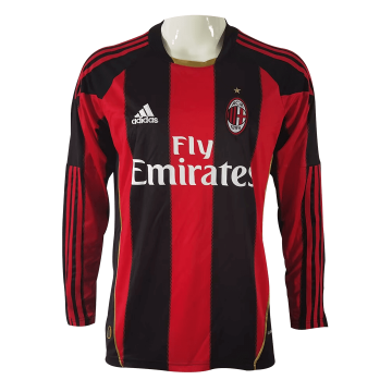2010/2011 AC Milan Retro Home Football Shirt Men's #Long Sleeve