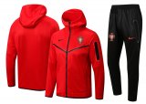 2022 Portugal Hoodie Red Football Training Set (Jacket + Pants) Men's