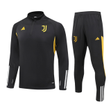 2023-2024 Juventus Black Zipper Football Training Set (Sweatshirt + Pants) Children's