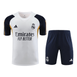 2023-2024 Real Madrid Pre-Match White Football Training Set (Shirt + Short) Men's