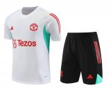 2023-2024 Manchester United White Football Training Set (Shirt + Short) Men's