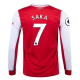 2022-2023 Arsenal Home Football Shirt Men's #Saka #7 Long Sleeve