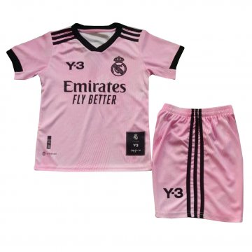 2022-2023 Real Madrid Y-3 120th Anniversary Pink Football Shirt (Shirt + Short) Children's