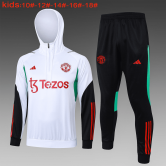 2023-2024 Manchester United White Football Training Set (Sweatshirt + Pants) Children's #Hoodie