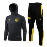 2021-2022 Borussia Dortmund Hoodie Grey Football Training Set (Jacket + Pants) Men's