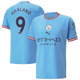 2022-2023 Manchester City Home Football Shirt Men's #Haaland #9 Player Version