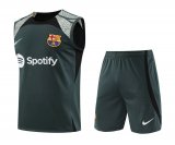 2023-2024 Barcelona Dark Grey Football Training Set (Singlet + Short) Men's