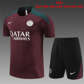 2024-2025 PSG Burgundy Football Training Set (Shirt + Short) Children's