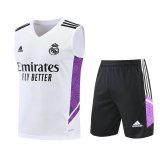 2022-2023 Real Madrid White Football Training Set (Singlet + Shorts) Men's