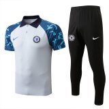 2022-2023 Chelsea Light Grey Football Training Set (Polo + Pants) Men's