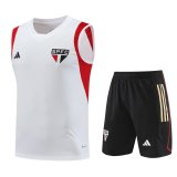 2023-2024 Sao Paulo FC White Football Training Set (Singlet + Short) Men's