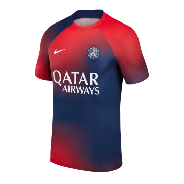 2023-2024 PSG Red&Navy Pre-Match Football Shirt Men's